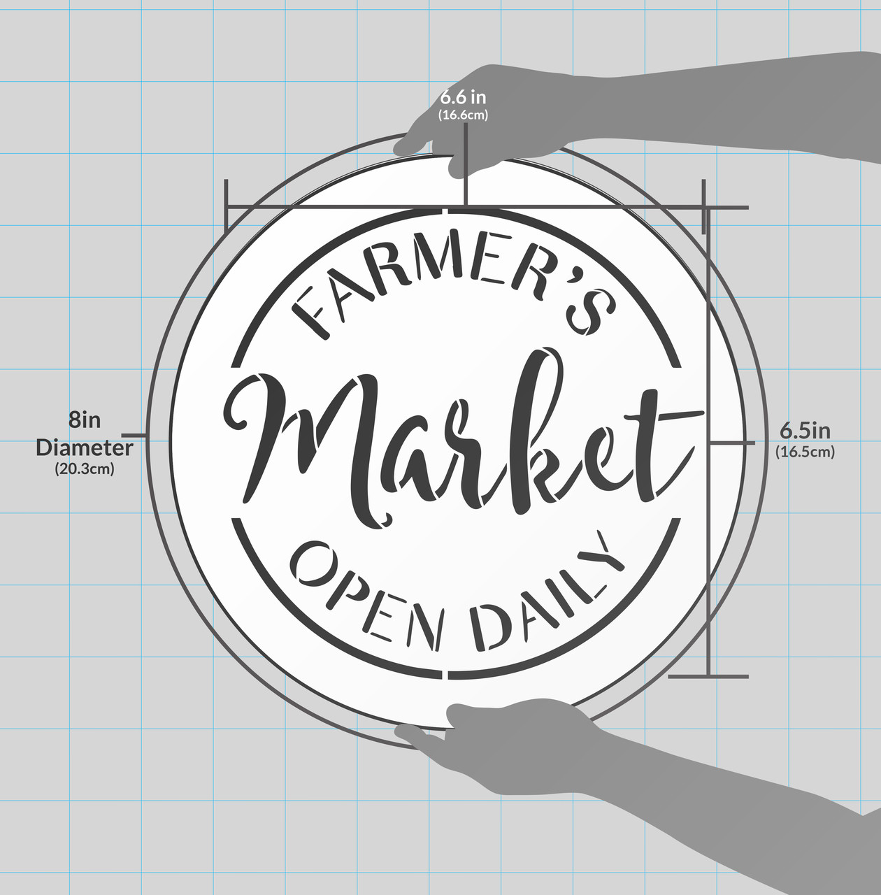 Farmer's Market Open Daily Stencil by StudioR12 - Country Word Art - 18" Round - STCL2456_4