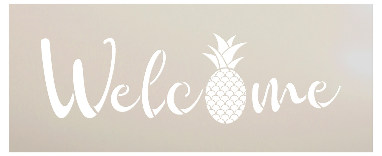 Welcome Pineapple Stencil by StudioR12 -  Summer Fruit Word Art - 20" x 8" - STCL2403_2