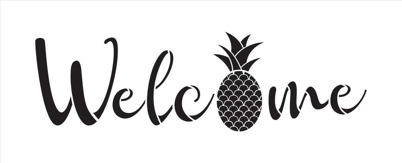 Welcome Pineapple Stencil by StudioR12 -  Summer Fruit Word Art - 24" x 9" - STCL2403_3