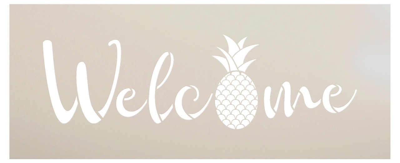 Welcome Pineapple Stencil by StudioR12 -  Summer Fruit Word Art - 30" x 11" - STCL2403_4