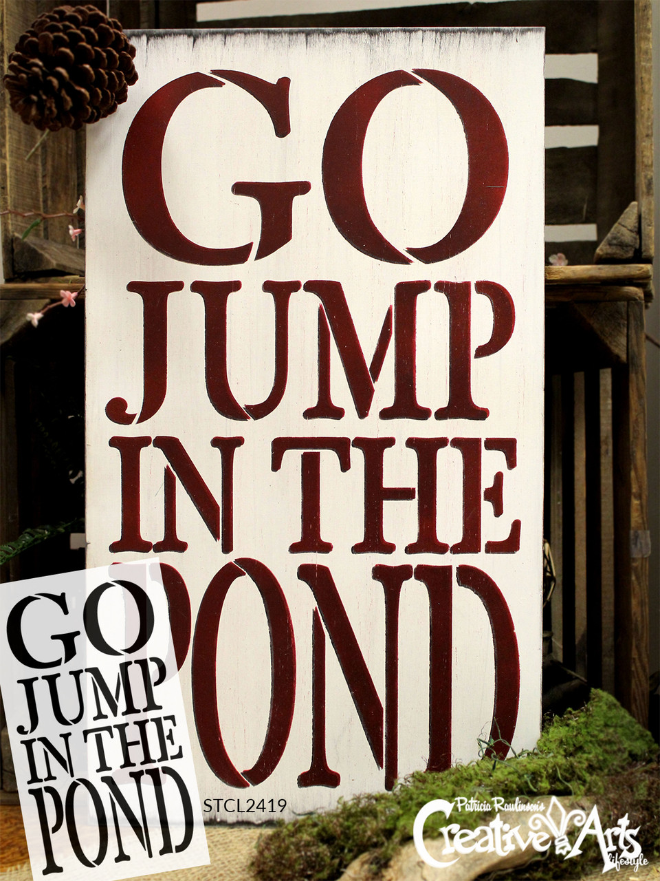 Go Jump In The Pond Stencil by StudioR12 -  Summer Word Art - 13" x 21" - STCL2419_4