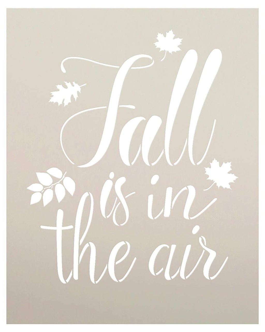 Fall is in The Air Stencil by StudioR12 | Script Letters | Reusable Word Template for Painting on Wood | DIY Home Decor Sign | Fall Leaves Autumn |Chalk, Mixed Media and Craft |Select Size