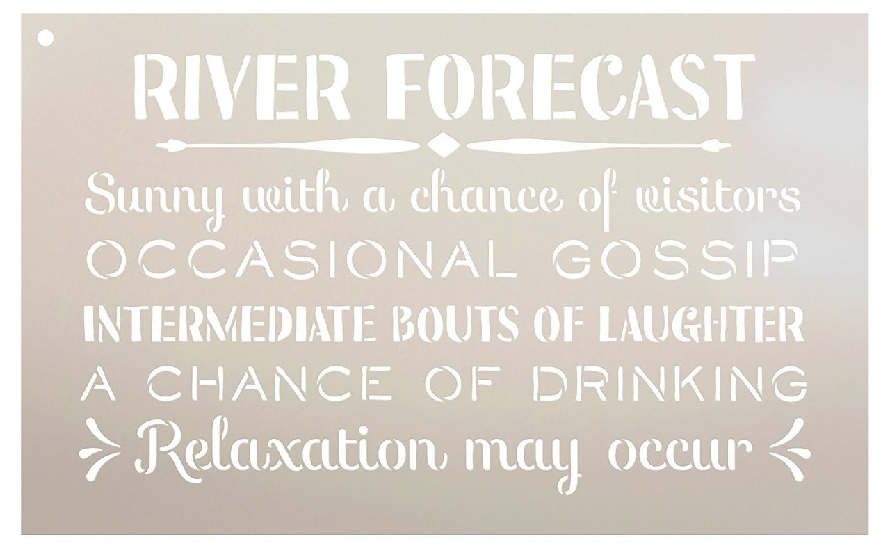 River Forecast - Sunny with a Chance of Visitors Stencil by StudioR12 | Reusable Mylar Template | Use to Paint Wood Signs - Front Door - Entry - Porch - DIY Summer Decor - Select Size (13" x 8")