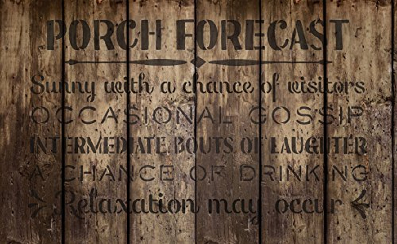 Porch Forecast - Sunny with a Chance of Visitors Stencil by StudioR12 | Reusable Mylar Template | Use to Paint Wood Signs - Front Door - Entry - Porch - DIY Summer Decor - Select Size (16" x 10")