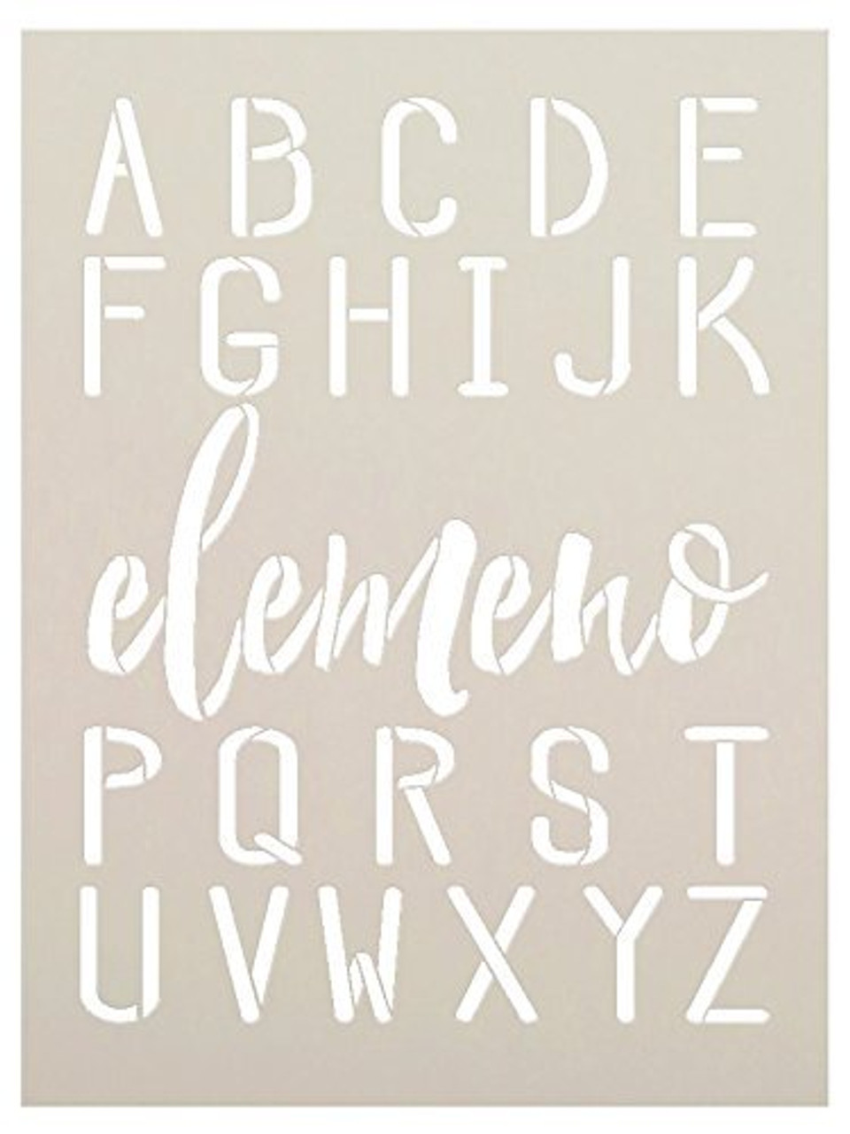 Elemeno Alphabet Stencil by StudioR12 | Reusable Mylar Template | Use to Paint Wood Signs - Plaques - Pallets - Pillows - DIY Personalization - Select Size
