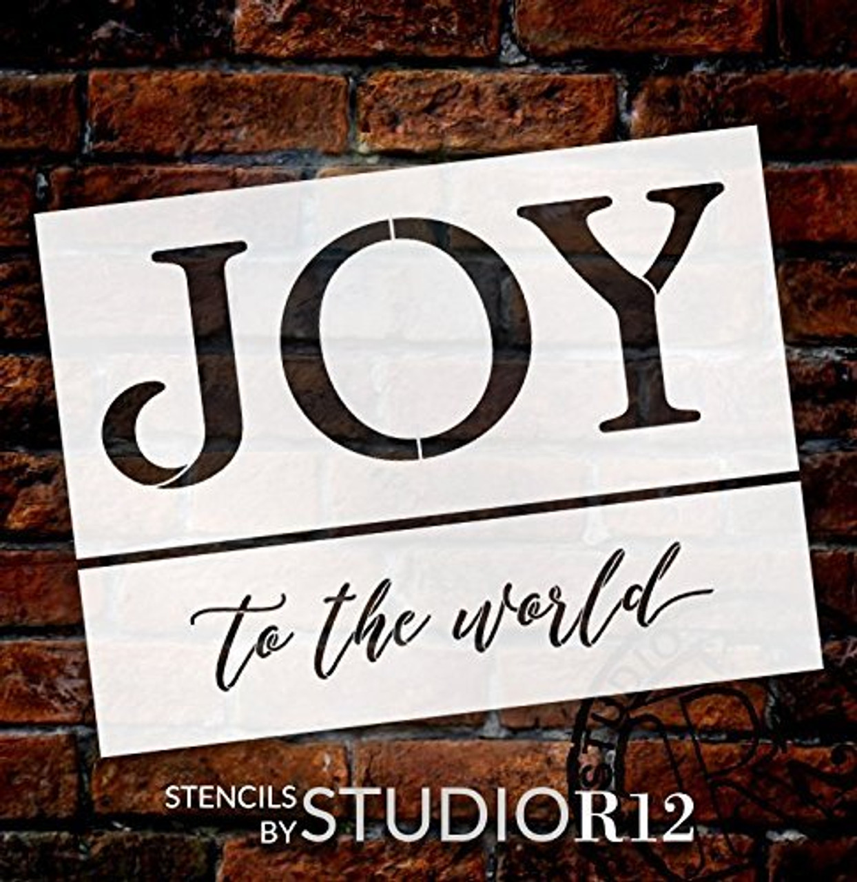 Joy to The World Stencil - 2 Part - by StudioR12 | Reusable Mylar Template | Use to Paint Wood Signs - Walls - Pillows - DIY Home Christmas Decor - Select Size