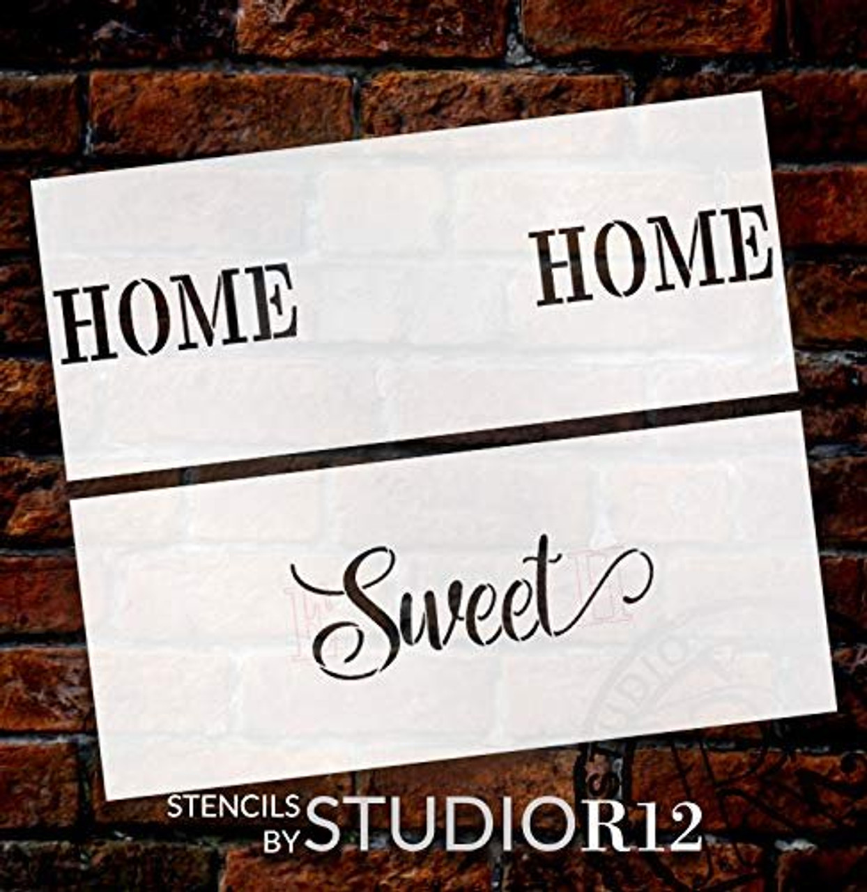 Home Sweet Home Stencil - 2 Part - by StudioR12 | Reusable Mylar Template | Use to Paint Wood Signs - Pallets - Banners - DIY Welcome Decor - Select Size