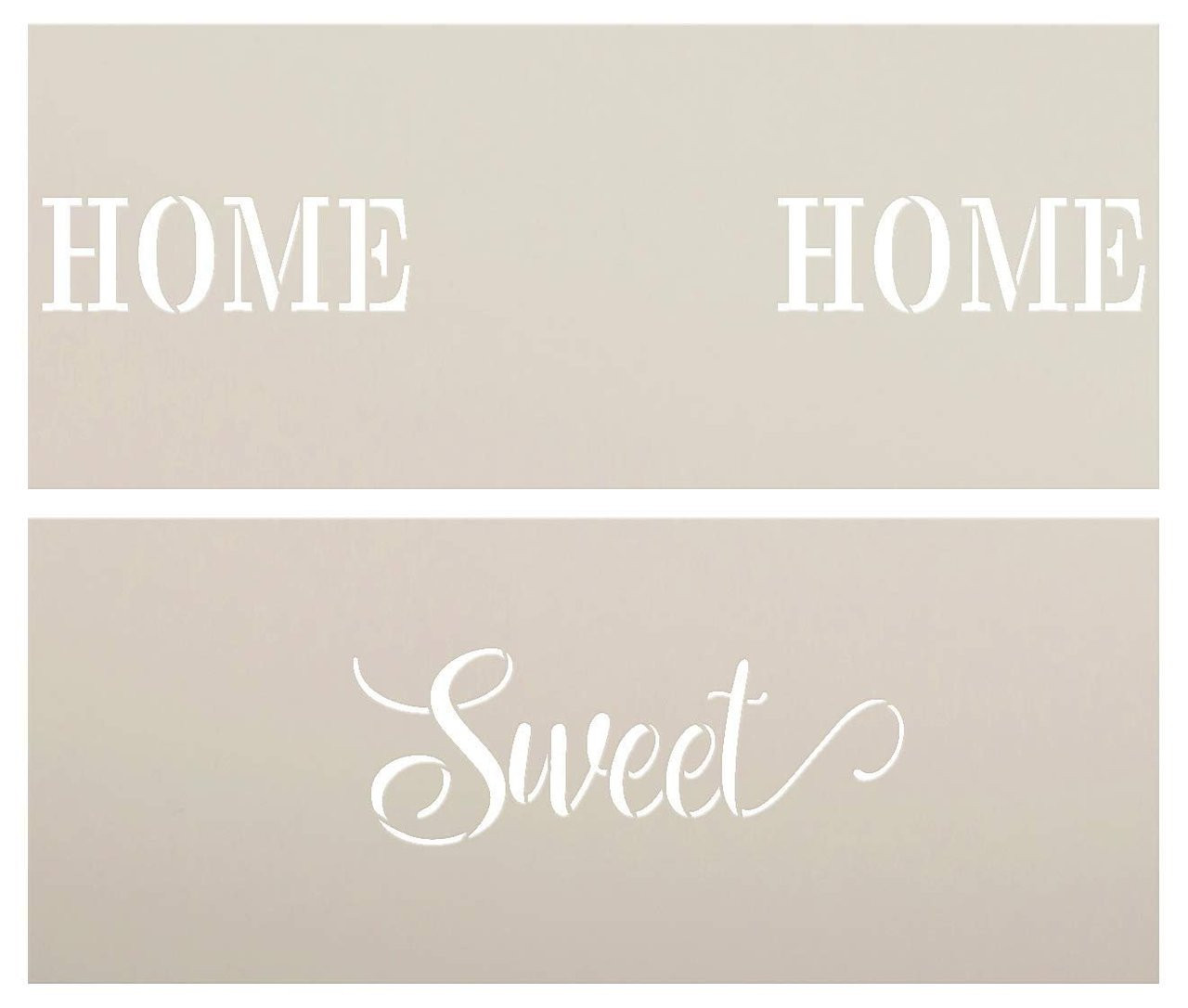 Home Sweet Home Stencil - 2 Part - by StudioR12 | Reusable Mylar Template | Use to Paint Wood Signs - Pallets - Banners - DIY Welcome Decor - Select Size