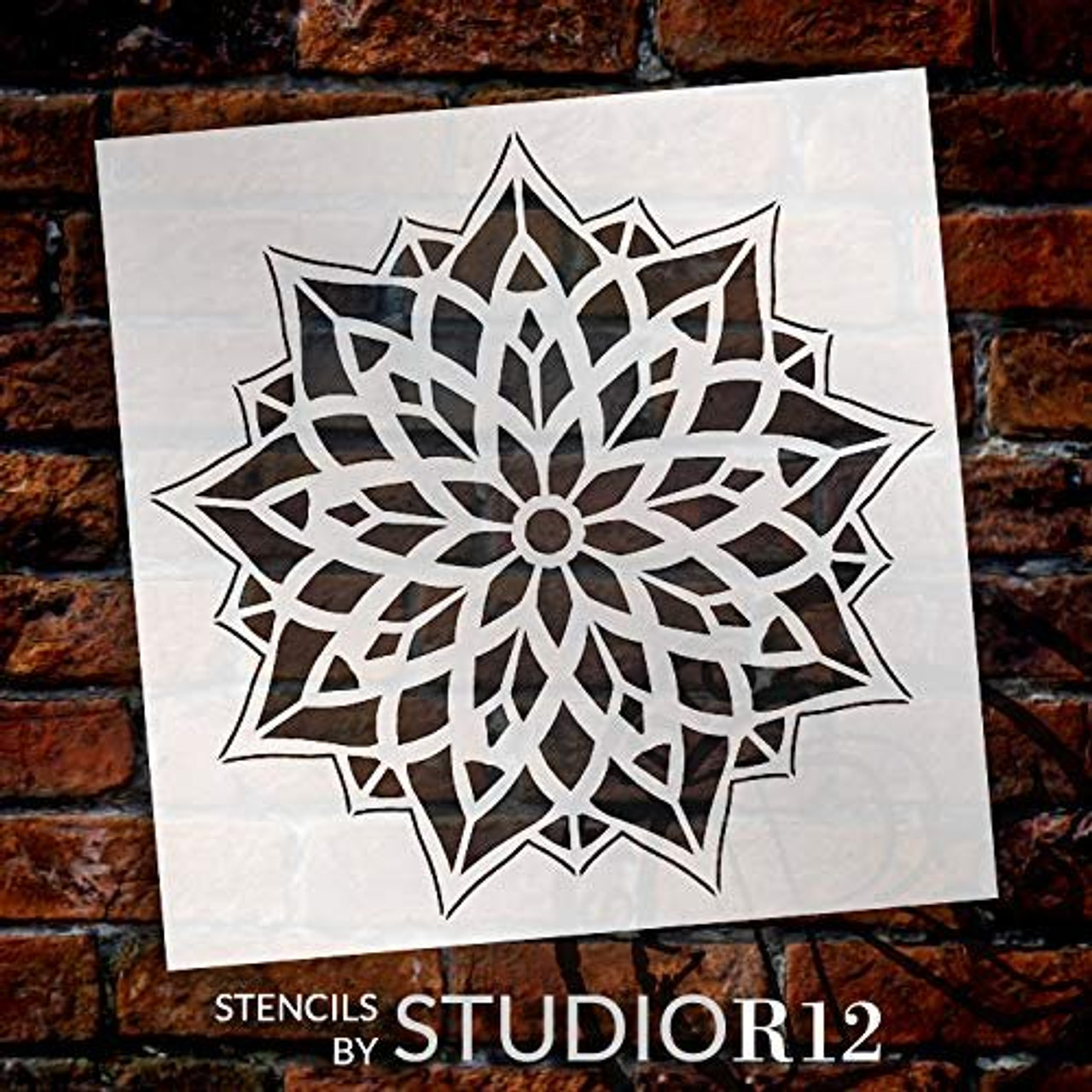 Mandala - Glass - Complete Stencil by StudioR12 | Reusable Mylar Template | Use to Paint Wood Signs - Pallets - Pillows - Wall Art - Floor Tile - Select Size