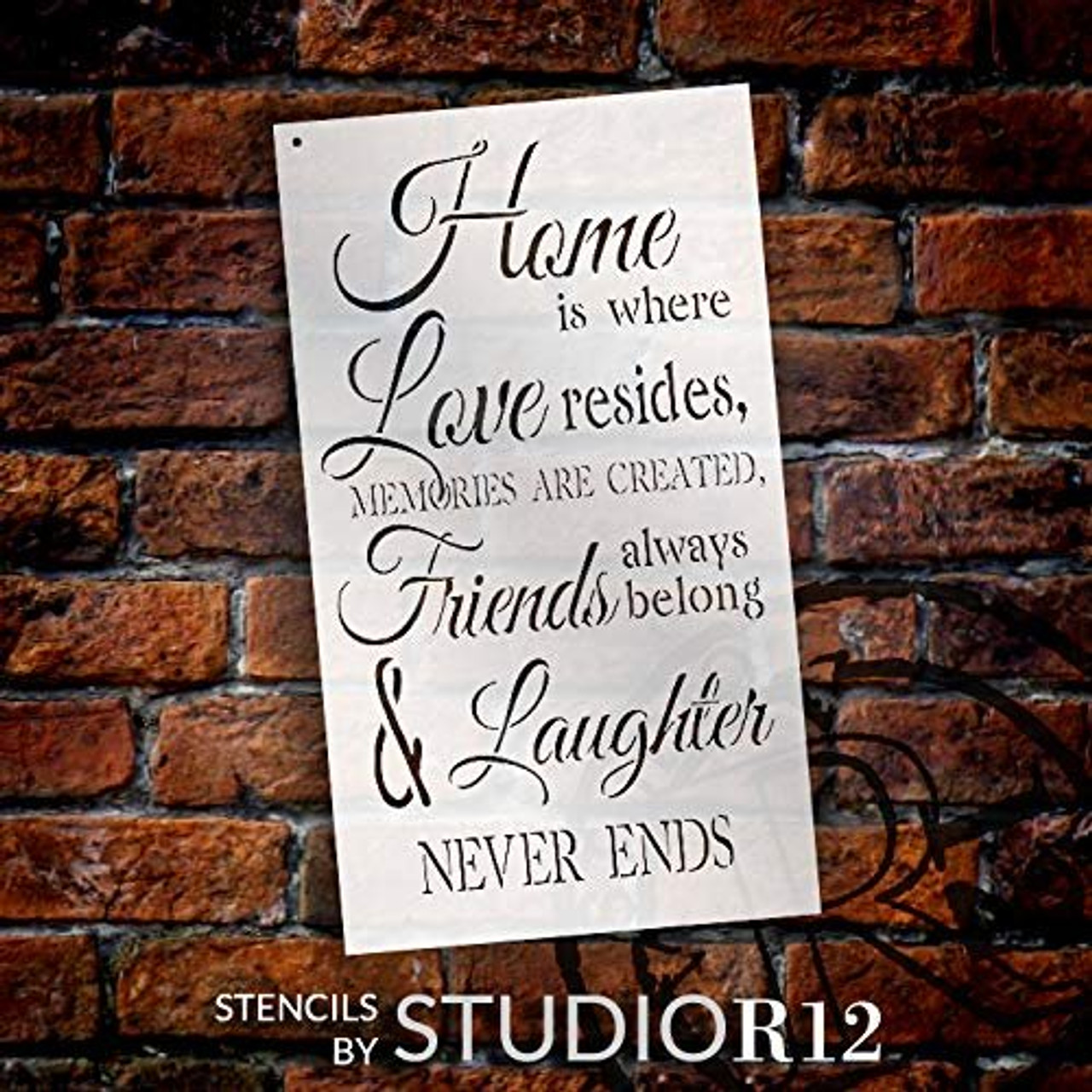 Home is Where Love Resides Stencil by StudioR12 | Reusable Mylar Template | Use to Paint Wood Signs - Pallets - Pillows - DIY Home, Family & Love Decor - Select Size