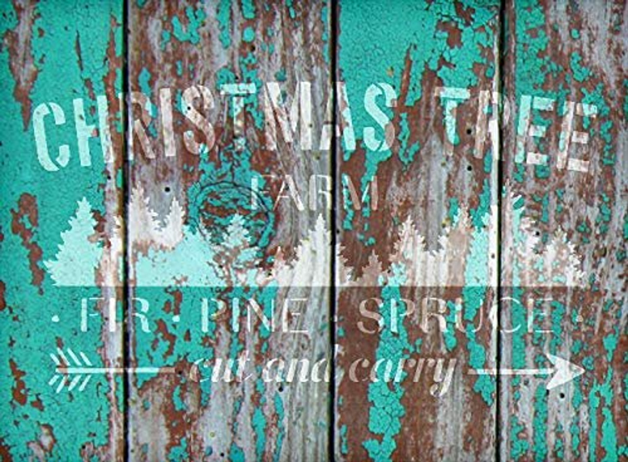 Christmas Tree Farm - Fir Pine Spruce Stencil - by StudioR12 | Reusable Mylar Template | Use to Paint Wood Signs - Pallets - DIY Christmas Season Decor - Select Size