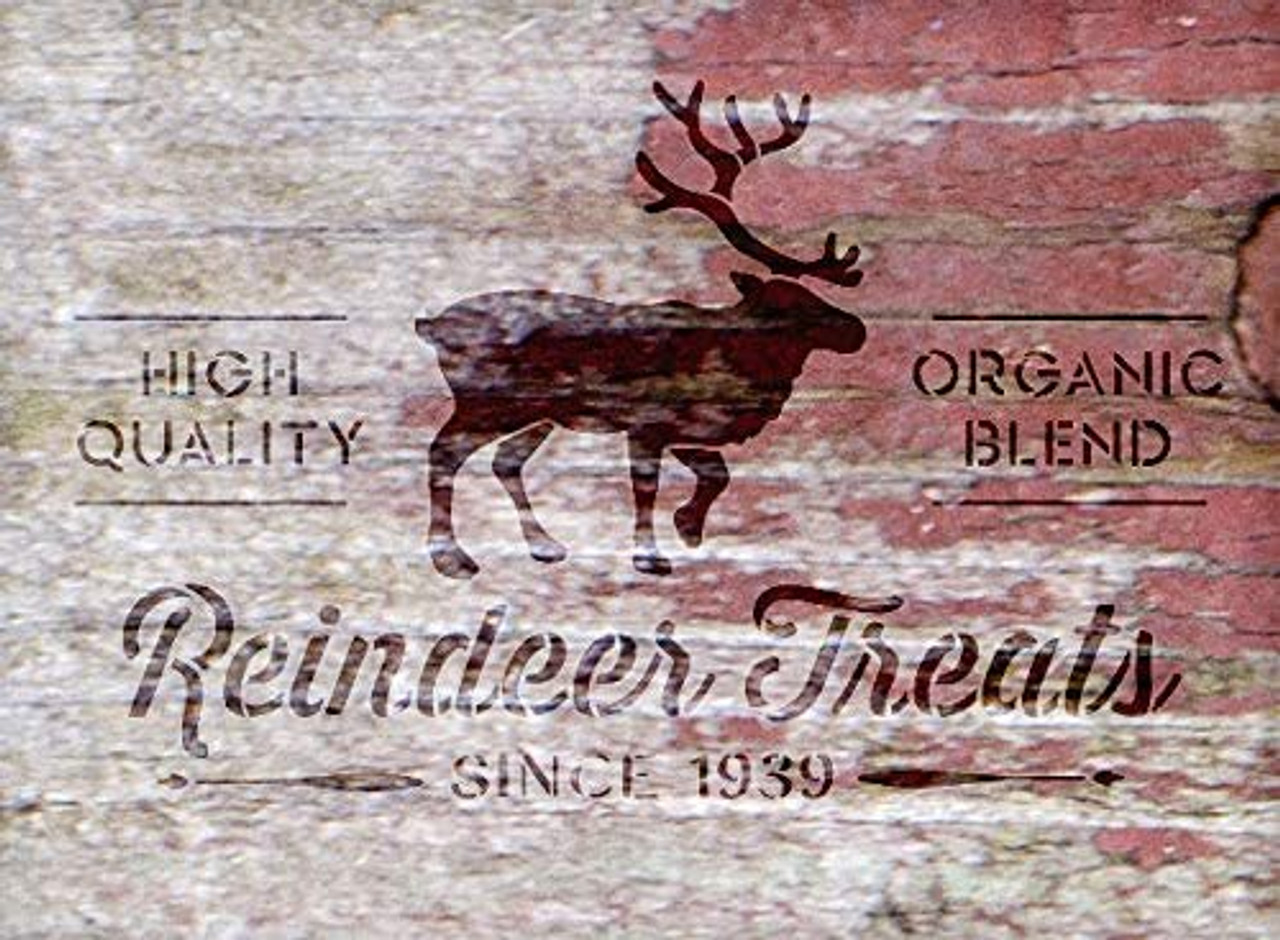 Reindeer Treats Organic Blend - by StudioR12 | Reusable Mylar Template | Use to Paint Wood Signs - Walls - Pallets - Pillows - DIY Home Christmas Decor - Select Size