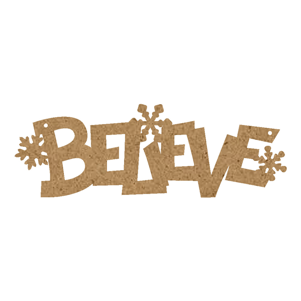 Christmas Word Ornament - Believe With Snowflakes