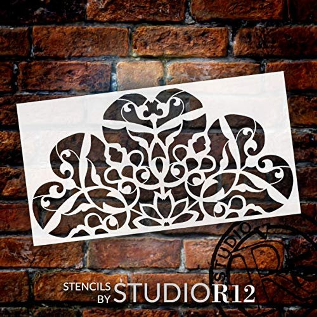 Mandala - Flower Swirls - Half Design Stencil by StudioR12 | Reusable Mylar Template | Use to Paint Wood Signs - Pallets - Pillows - Wall Art - Floor Tile - Select Size