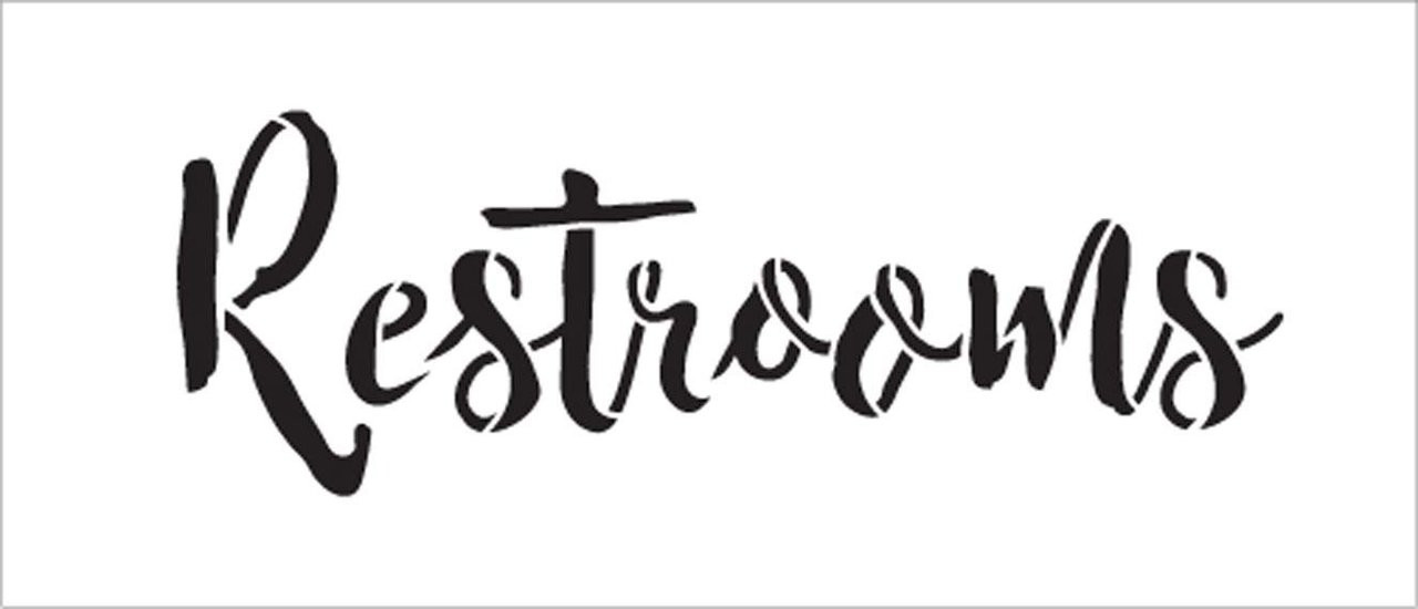 Wedding Sign Word - Restrooms - Rustic Script Stencil by StudioR12 | Reusable Mylar Template | Use to Paint Wood Signs - Pallets - Pillows - DIY Wedding Decor - Select Size