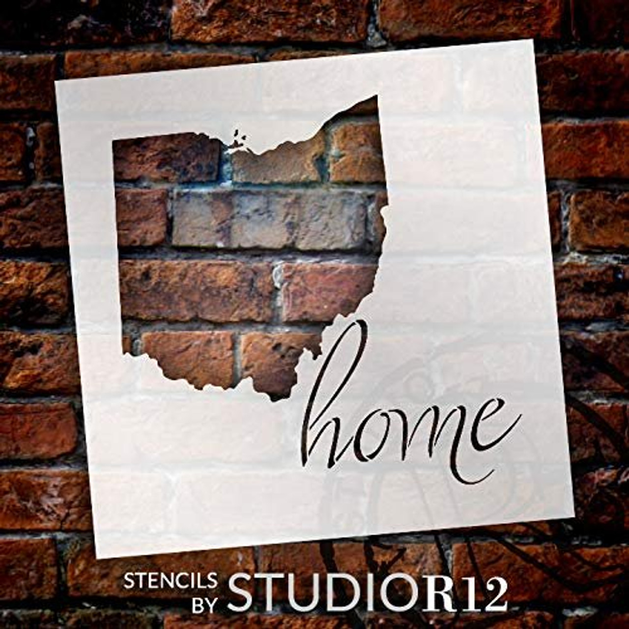 Home - Ohio - State Stencil - by StudioR12 | Reusable Mylar Template | Use to Paint Wood Signs - Pallets - Pillows - T-Shirts - DIY Home Decor - Select Size