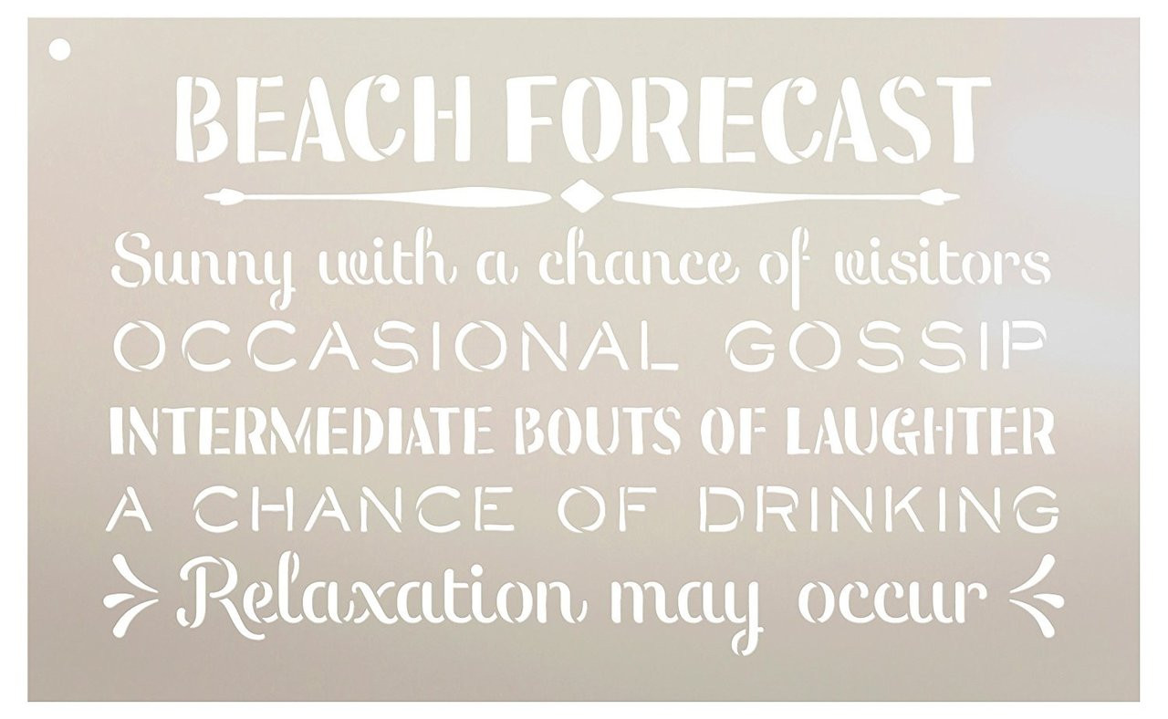 Beach Forecast - Sunny with a Chance of Visitors Stencil by StudioR12 | Reusable Mylar Template | Use to Paint Wood Signs - Front Door - Entry - Porch - DIY Summer Decor - Select Size (16" x 10")