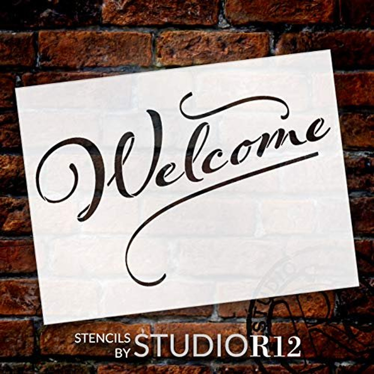 Welcome Sign Stencil by StudioR12 Reusable Mylar Template Use to Paint Wood Signs - Front Porch - Pallets - New Home - DIY Home Decor - Select Size