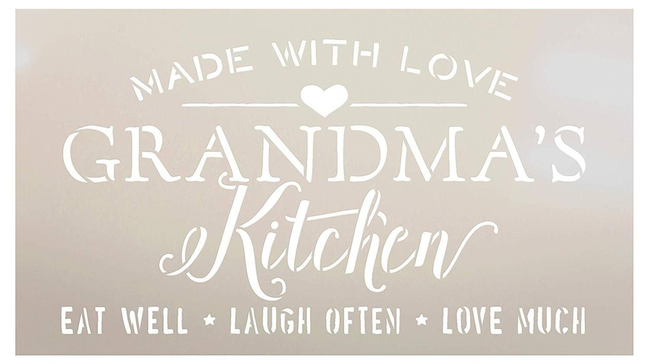 Made with Love Grandma's Kitchen Stencil by StudioR12 | Word Stencil - Reusable Mylar Template | Acrylic- Chalk - Mixed Media | Mothers Day - DIY Home Decor - STCL2630 - Choose Size