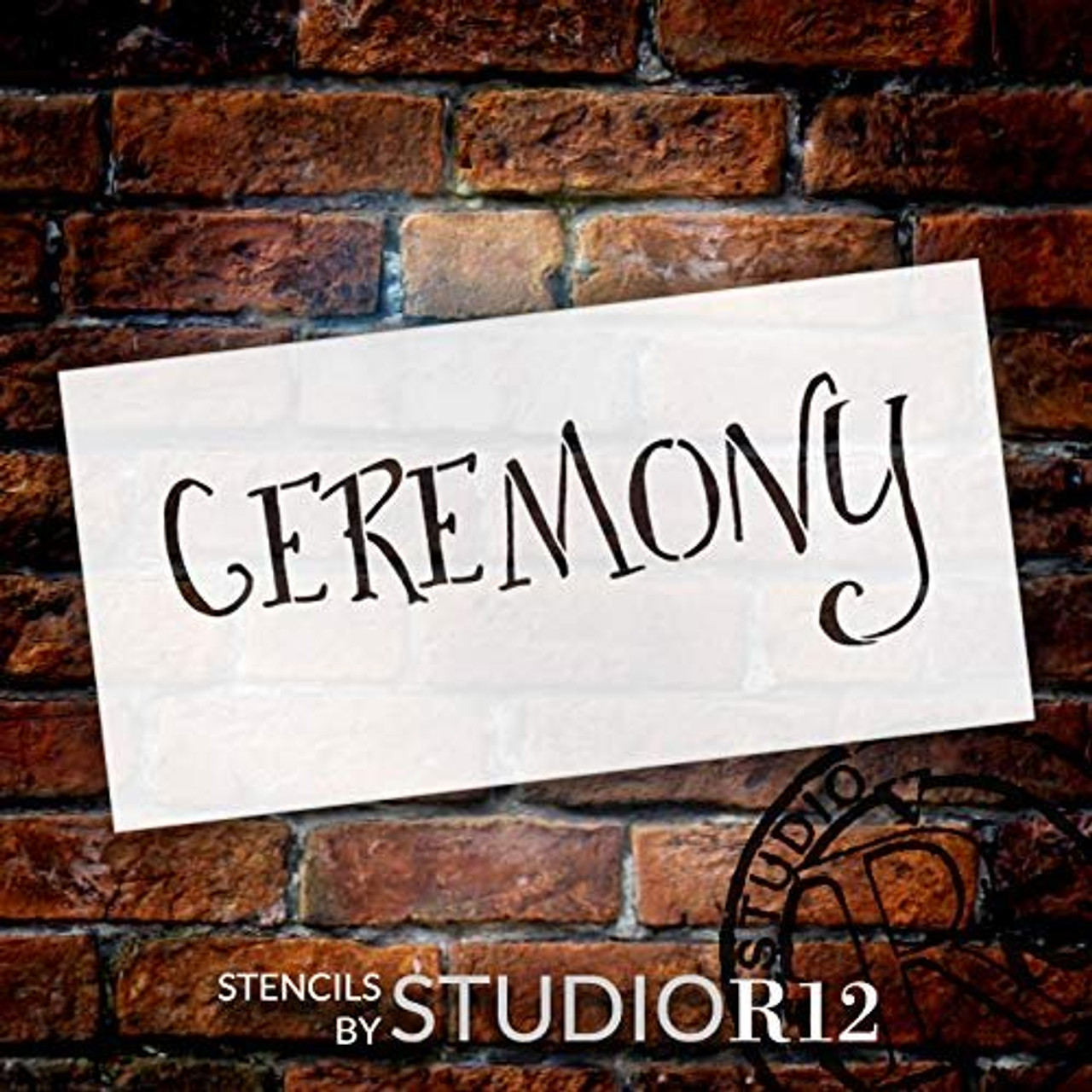 Wedding Sign Word - Ceremony - Fancy Funky Stencil by StudioR12 | Reusable Mylar Template | Use to Paint Wood Signs - Pallets - Pillows - DIY Wedding Decor - Select Size