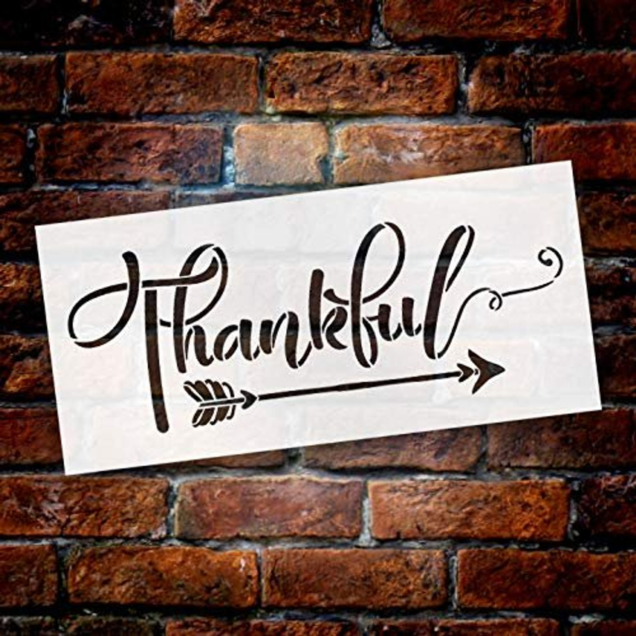 Thankful with Simple Arrow Stencil by StudioR12 | Wood Signs | Word Art Reusable | Family Dining Room | Painting Chalk Mixed Media Multi-Media | Use for Journaling, DIY Home - Choose Size