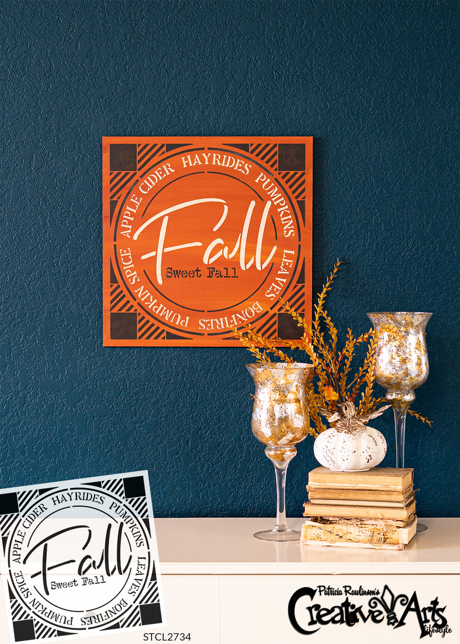 Fall Sweet Fall Buffalo Plaid Stencil by StudioR12 | Painting Wood Sign | Furniture Totes Fabric | Apple Cider Bonfire Pumpkin Pattern | Diagonal Square Pattern | DIY Home Decor - Choose Size