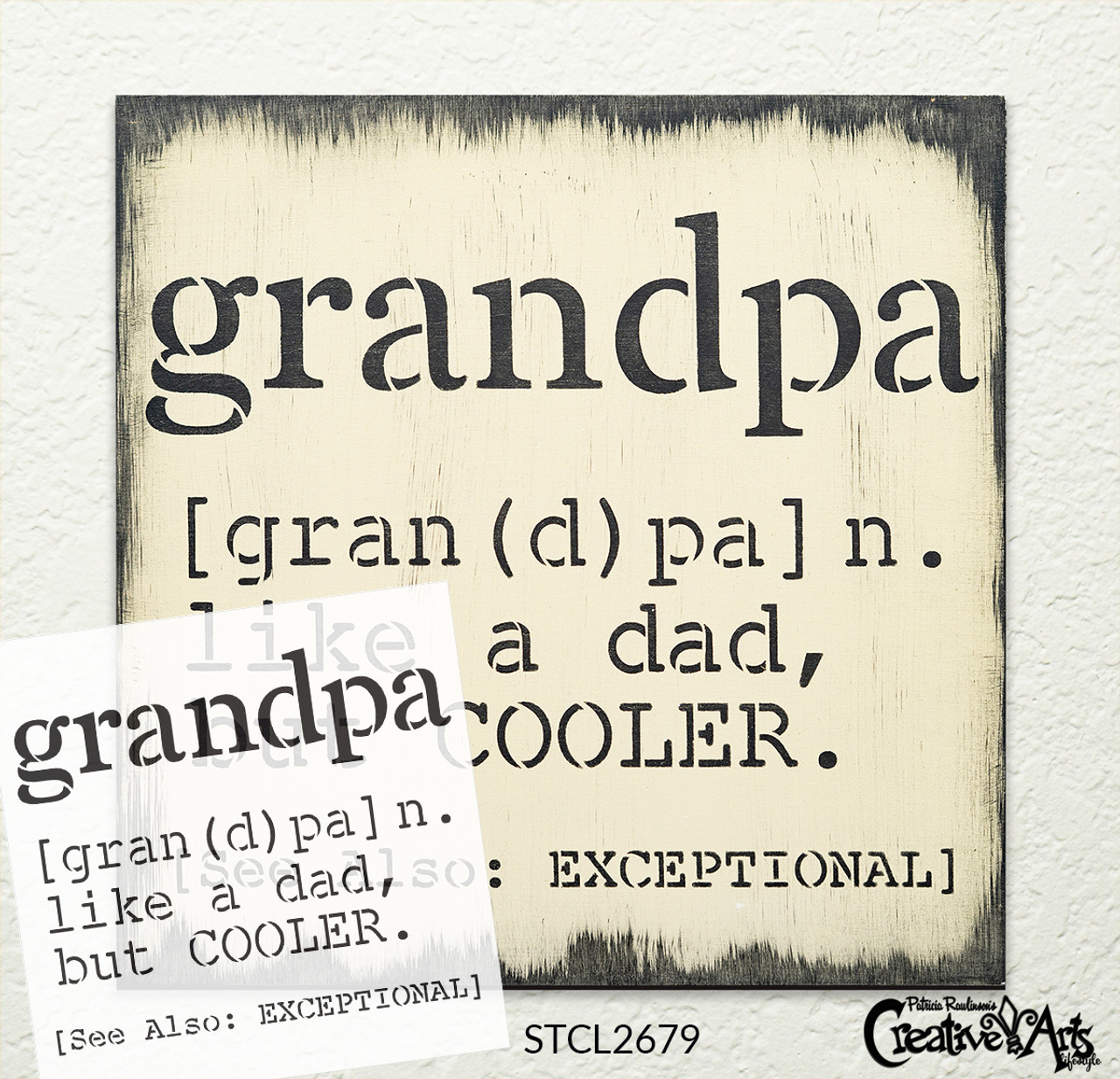 Definition of Grandpa Like A Grandpa But Cooler Stencil by StudioR12 | Wood Signs | Word Art Reusable | Painting Chalk Mixed Media Multi-Media | Use for Journaling DIY Home Choose Size