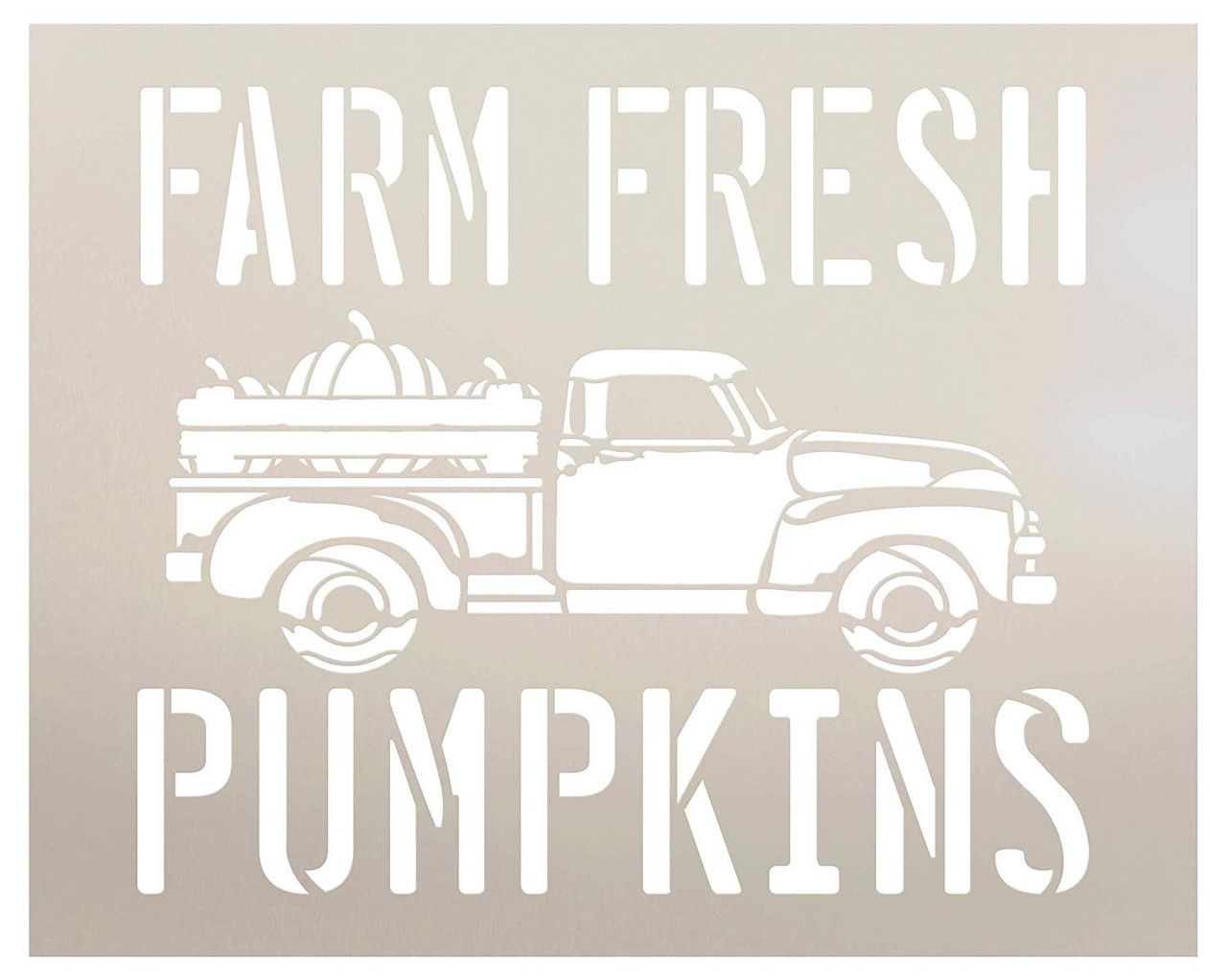 Farm Fresh Pumpkins in Truck Stencil by StudioR12 | Wood Signs | Word Art Reusable | Fall | Painting Chalk Mixed Media Multi-Media | Use for Journaling, DIY Home - Choose Size