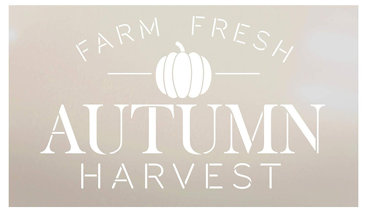 Farm Fresh Autumn Harvest Pumpkin Stencil by StudioR12 | Wood Signs | Word Art Reusable | Family Dining Room | Painting Chalk Mixed Media Multi-Media | DIY Home - Choose Size