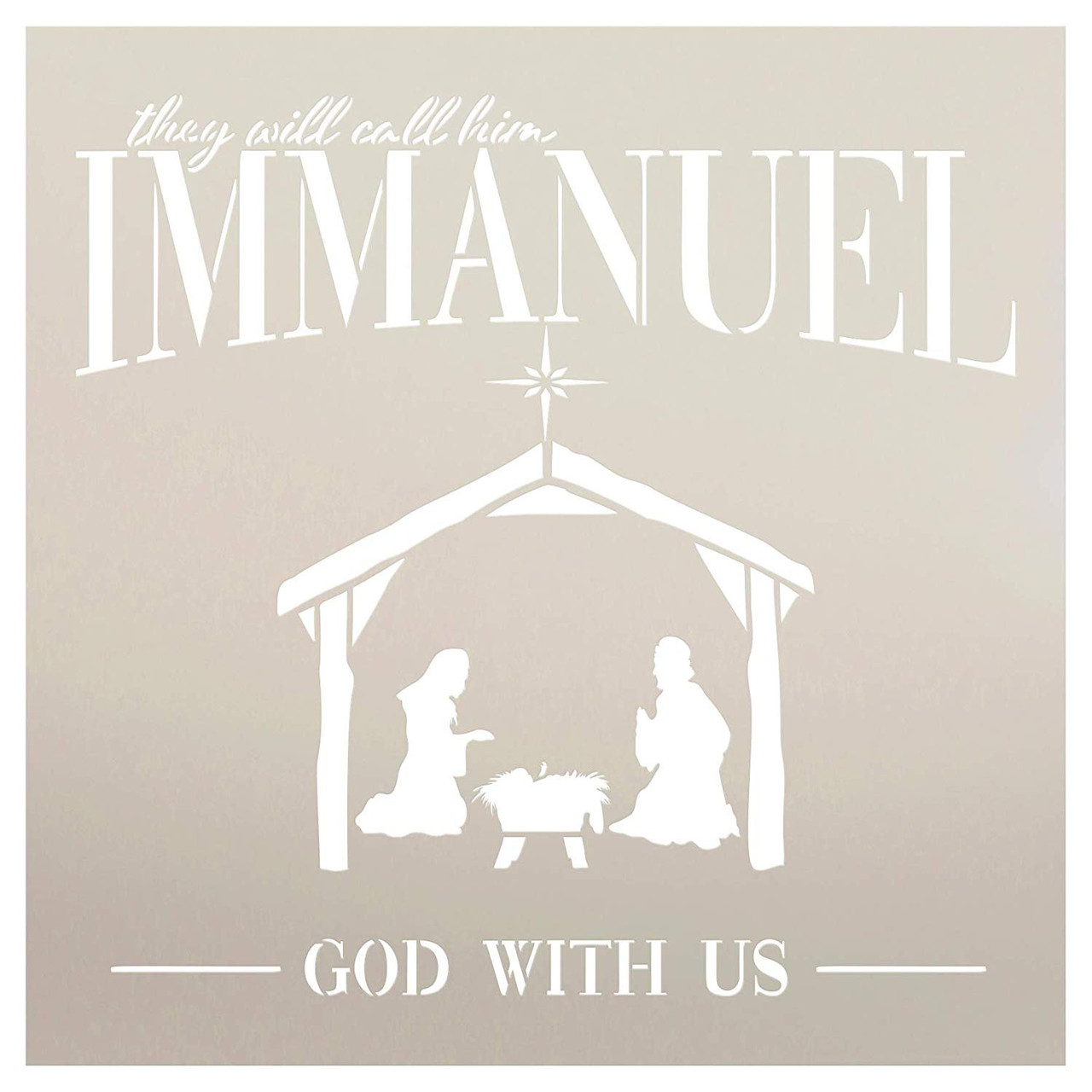 and They Will Call Him Immanuel God by StudioR12 | Christmas & Holiday | for Painting Wood Signs | Word Art Reusable | Family Dining Room | Chalk Mixed Multi-Media | DIY Home - Choose Size