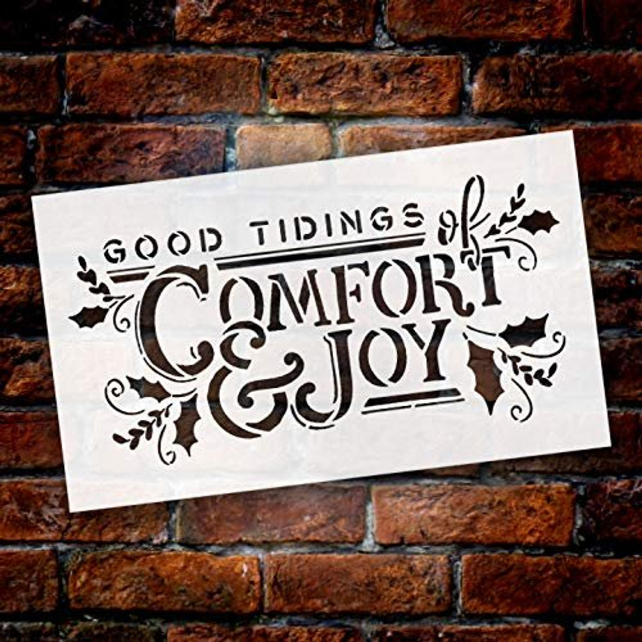 Good Tidings of Comfort and Joy Stencil by StudioR12 | Christmas & Holiday | for Painting Signs | Word Art Reusable | Family Room | Chalk Mixed Multi-Media | DIY Home - Choose Size (15" x 8")