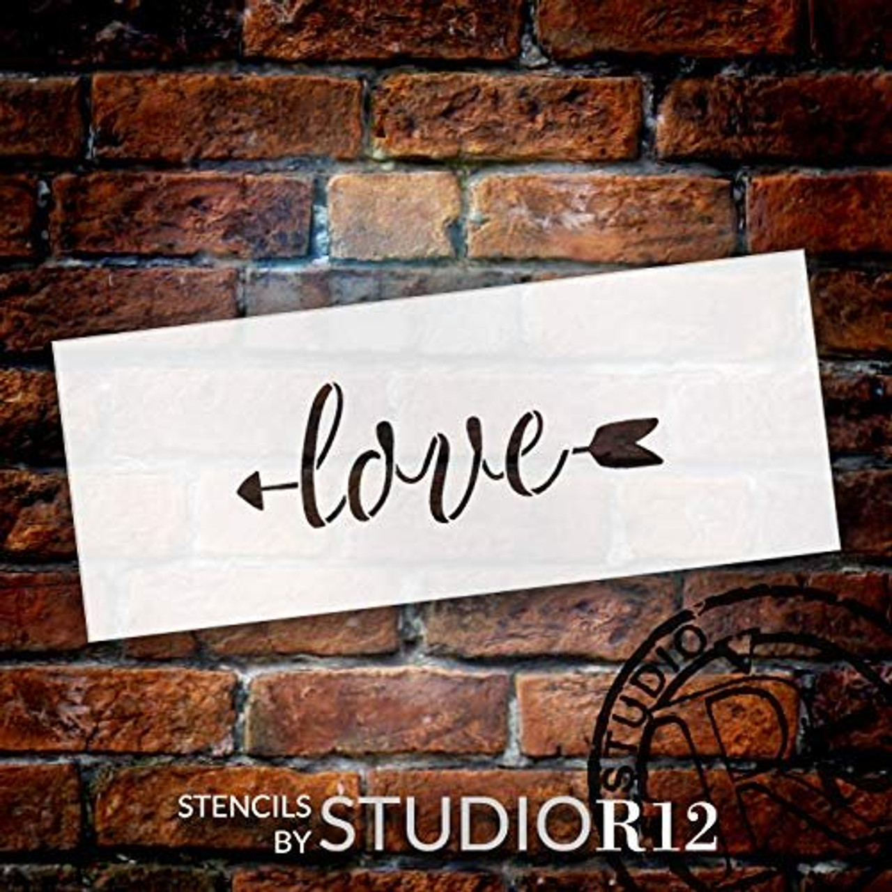 Arrow Love Stencil by StudioR12 | Reusable Mylar Template | Use to Paint Wood Signs - Pallets - Pillows - DIY Home & Faith Decor - Select Size