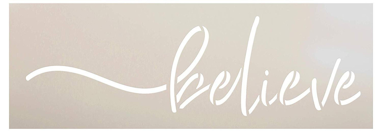 Believe Christmas Holiday Word Stencil by StudioR12 | Wood Signs | Word Art Reusable | Family Dining Room | Painting Chalk Mixed Multi-Media | DIY Home - Choose Size