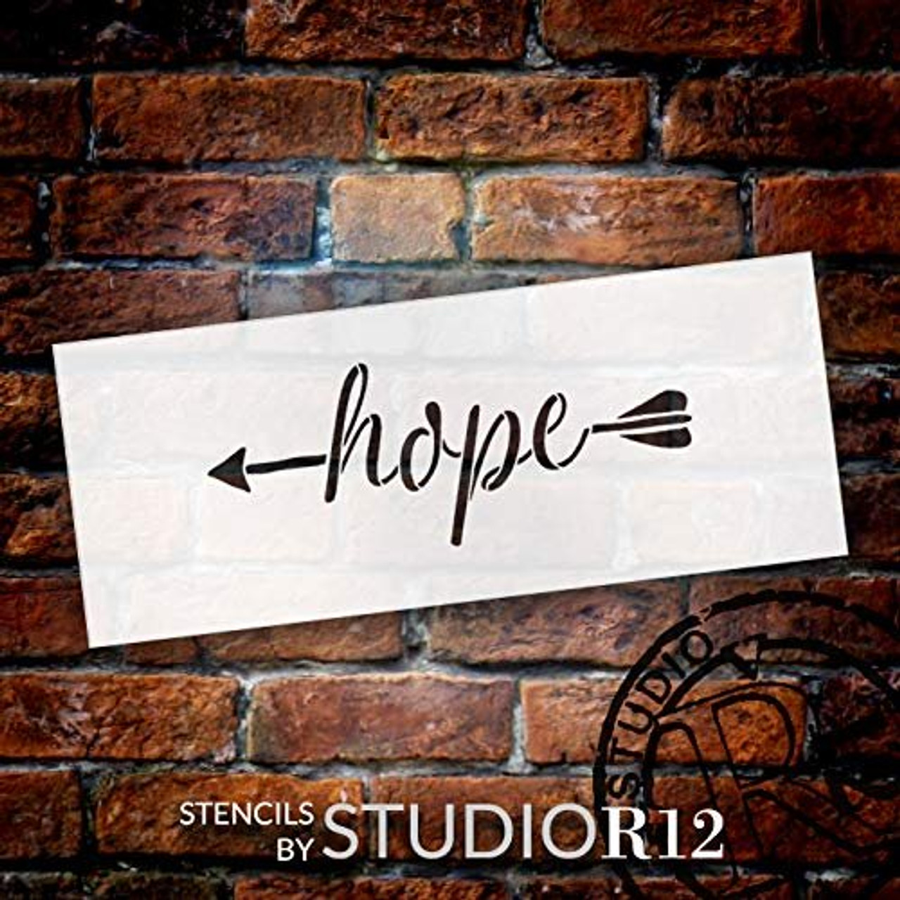 Arrow Hope Stencil by StudioR12 | Reusable Mylar Template | Use to Paint Wood Signs - Pallets - Pillows - DIY Home & Faith Decor - Select Size