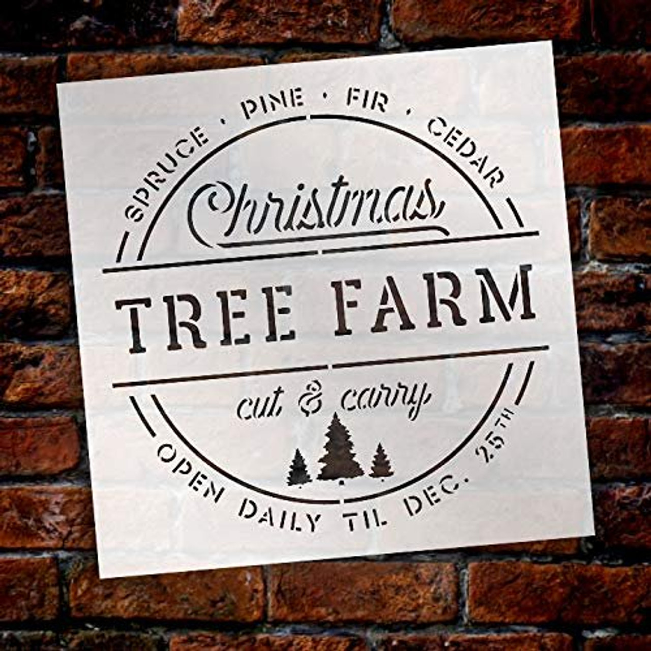Christmas Tree Farm - Cut & Carry Stencil by StudioR12 | Reusable Mylar Template | Use to Paint Wood Signs - Pallets - Walls - Banners - DIY Tree Farm Decor - Select Size