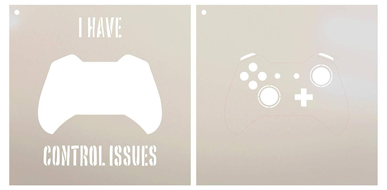 I Have Control Issues Stencil with Game Controller - 2 Part by StudioR12 | Reusable Mylar Template | Use to Paint Wood Signs - Pallets - Walls - T-Shirts - DIY Gaming Decor - Select Size