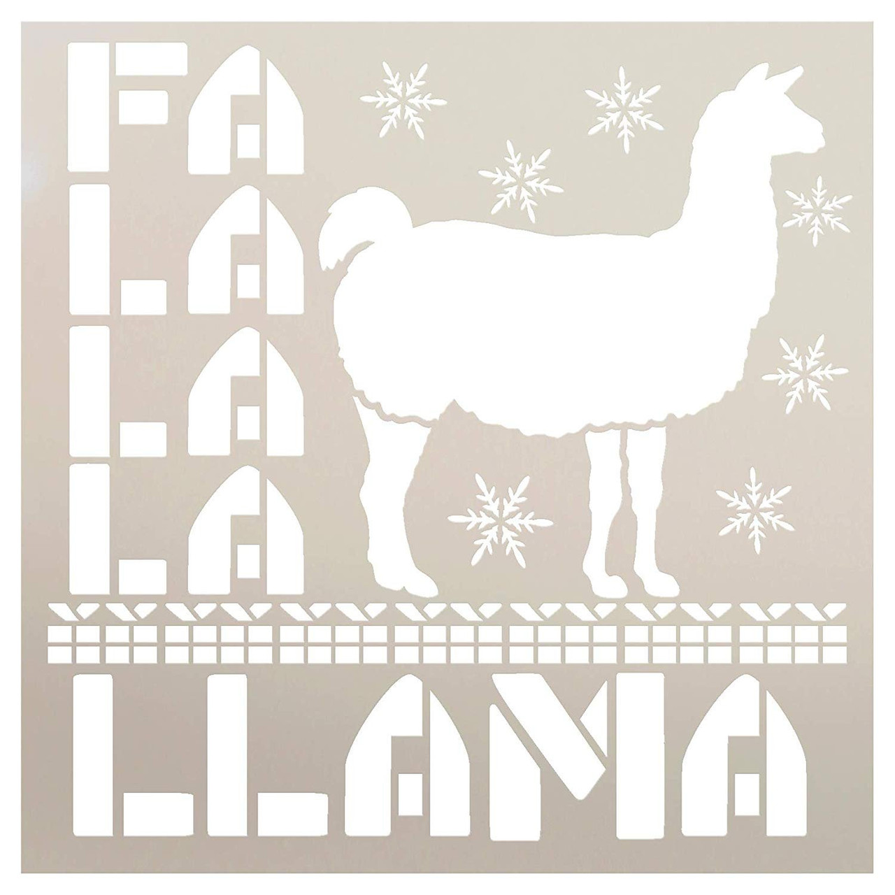 FA La Llama Stencil by StudioR12 | Reusable Mylar Template | Paint Square Wood Sign | Craft Country Christmas Holiday Home Decor | Funny Rustic DIY Deck The Halls Alpaca Gift | Select Size