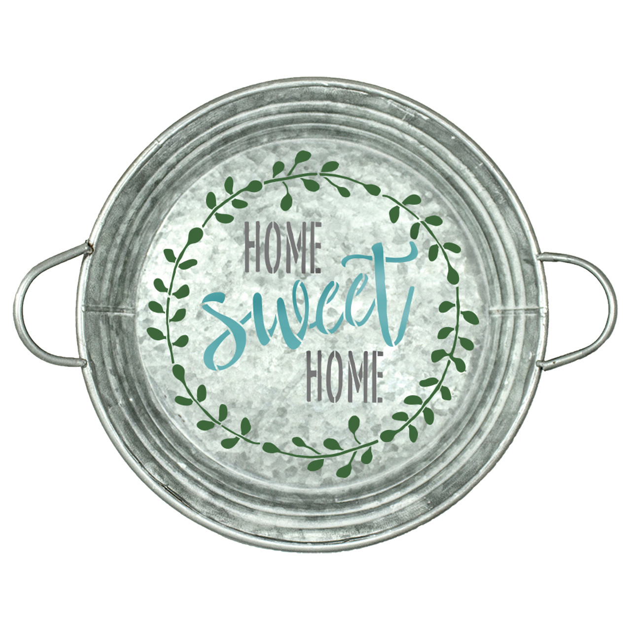 Home Sweet Home Stencil with Laurel Wreath by StudioR12 | Reusable Mylar Template for Painting Wood Signs | Round Design | DIY Home Decor Country Farmhouse Style | 9.5" Round | Small