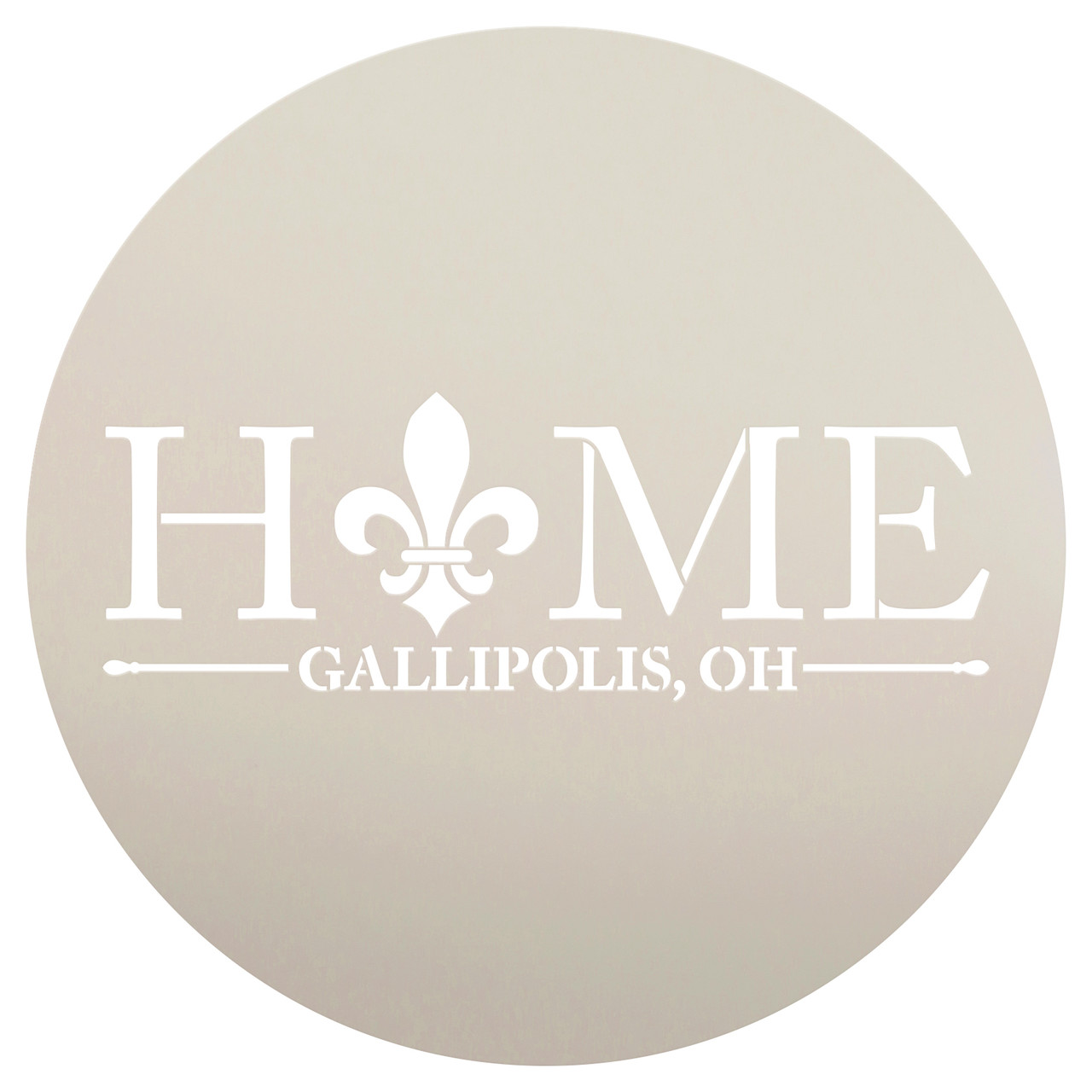 Personalized Stencil | Hometown | Home with Fleur De Lis| 14" Round | Large