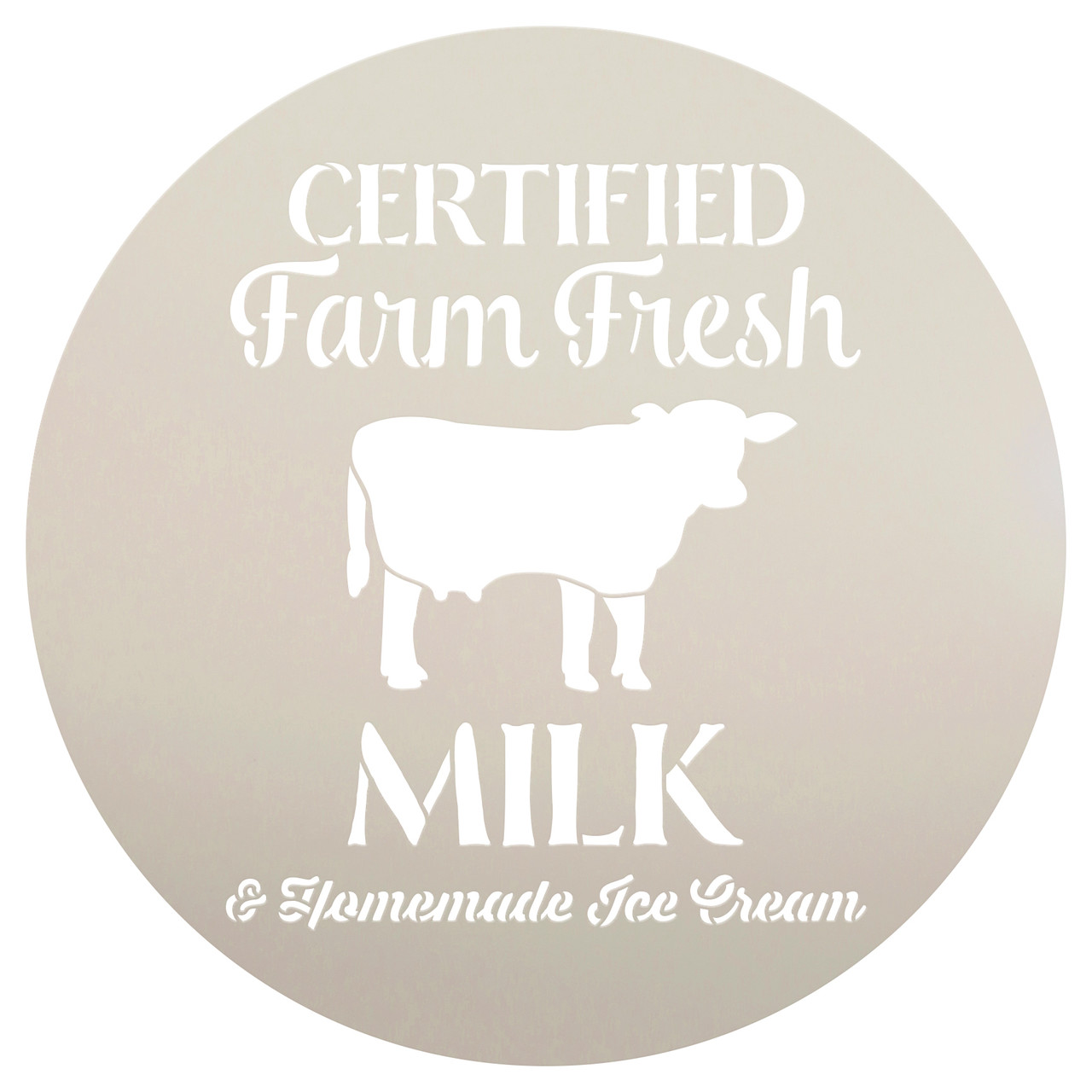 Farm Fresh Milk Stencil by StudioR12 | Reusable Mylar Template | 12" Round | Medium | Vintage