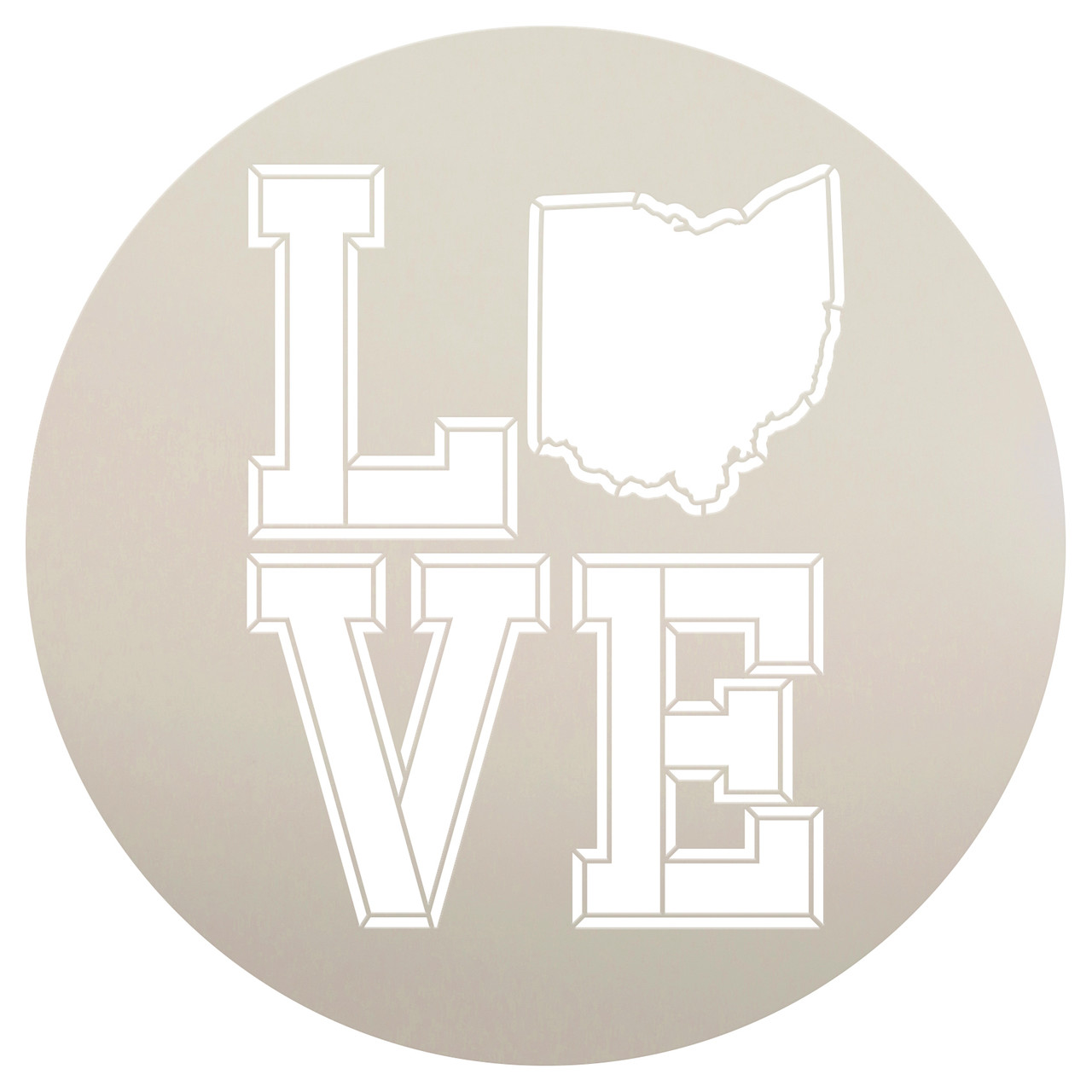 Personalized Stencil | State | Love | Varsity Style | 12" Round | Medium