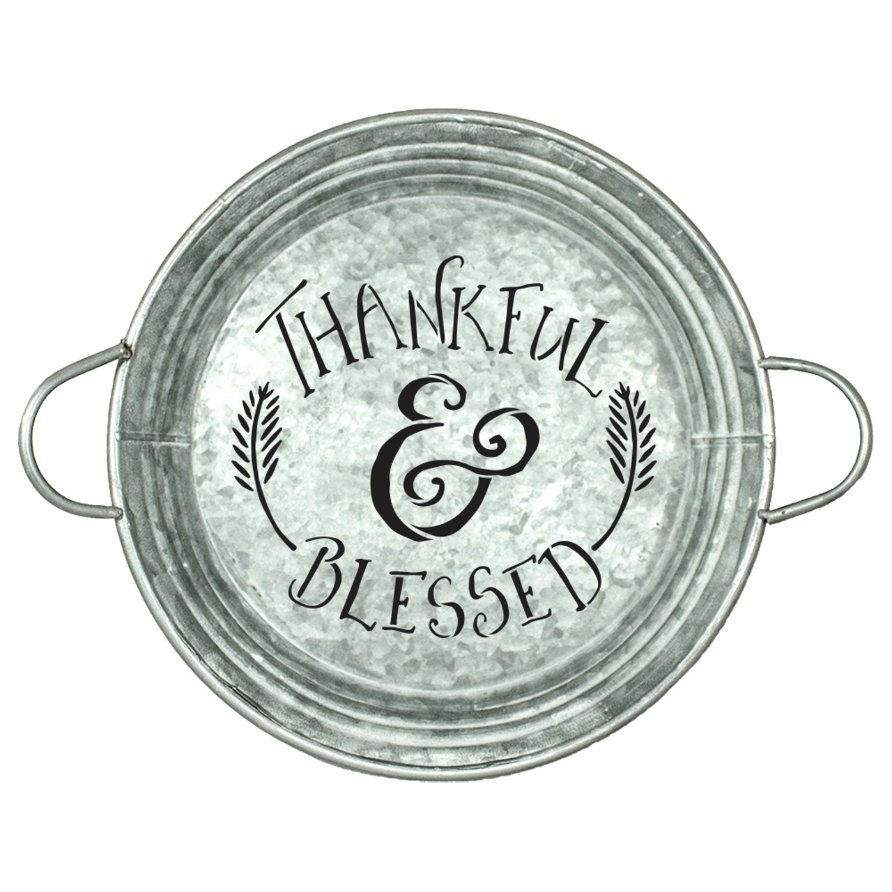 Thankful and Blessed Stencil by StudioR12 | Reusable Mylar Template | Farmhouse Style | DIY | 12" Round | Medium