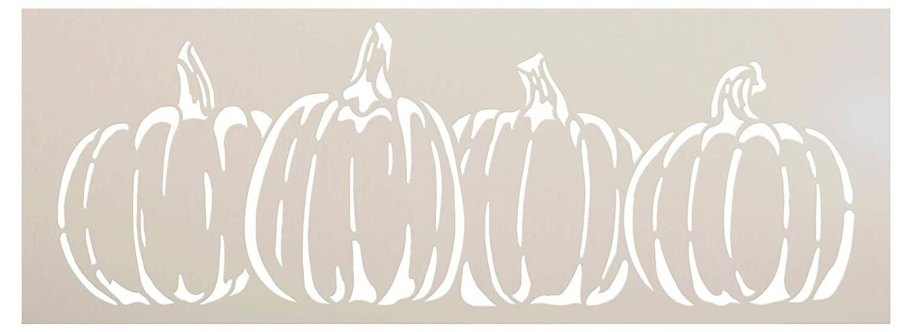 Pumpkins in A Row Stencil by StudioR12 | DIY Simple Rustic Fall Seasonal Harvest Gift | Craft Farm Fresh Thanksgiving Halloween | Paint Wood Sign | Reusable Mylar Template | Select Size