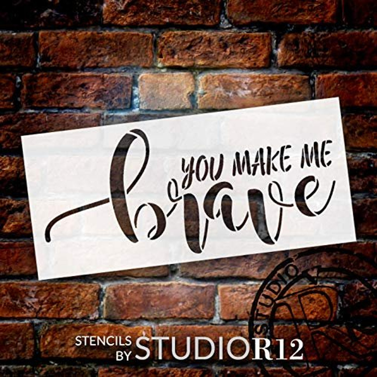 Psalm 138:3 Stencil by StudioR12 | You Make Me Brave | Craft Simple Cursive Christian Inspiration | DIY Gift Bible Verse Faith | Paint Wood Sign | Reusable Mylar Template | Select Size