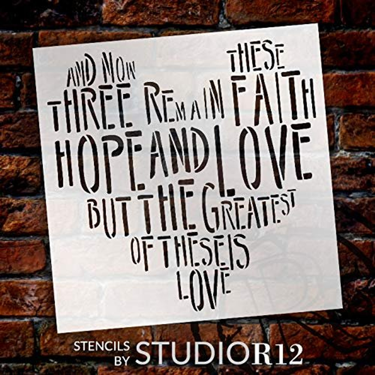 Greatest of These is Love Stencil by StudioR12 | Reusable Mylar Template | Paint Wood Sign | Craft Rustic Farmhouse Heart Home Decor | DIY Faith Hope Scripture Gift Select Size