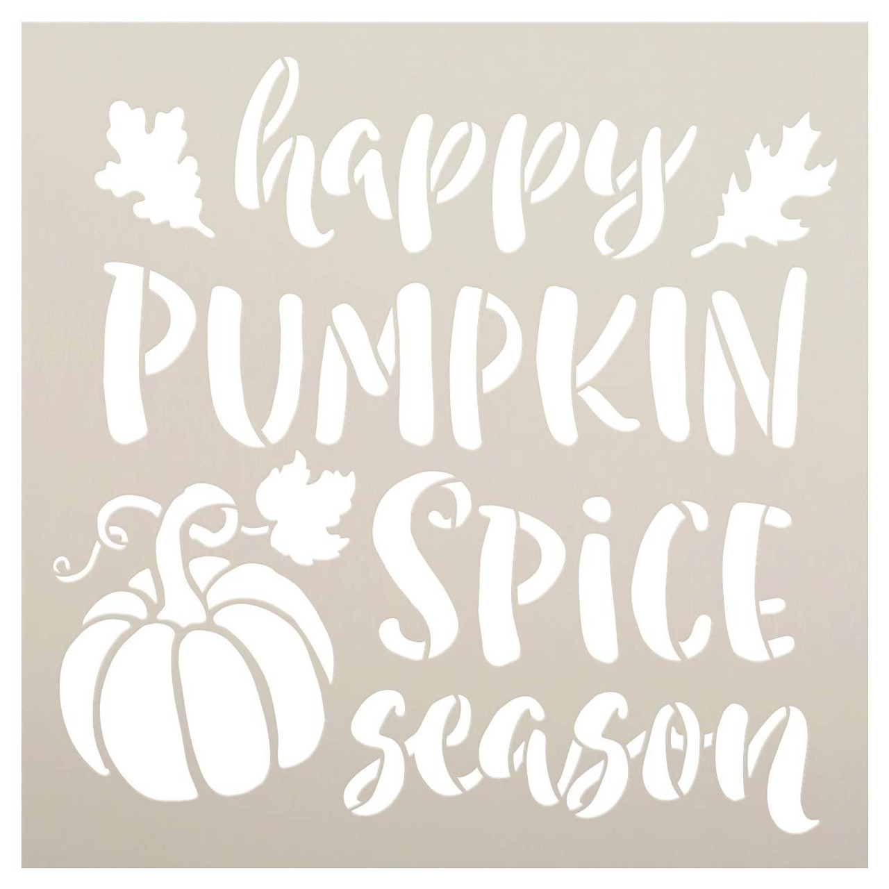 Pumpkin Spice Season Stencil by StudioR12 | DIY Rustic Cursive Leaves | Craft Seasonal Farmhouse Gift | Autumn Home Decor Thanksgiving Halloween | Reusable Mylar Template | Paint Wood Sign