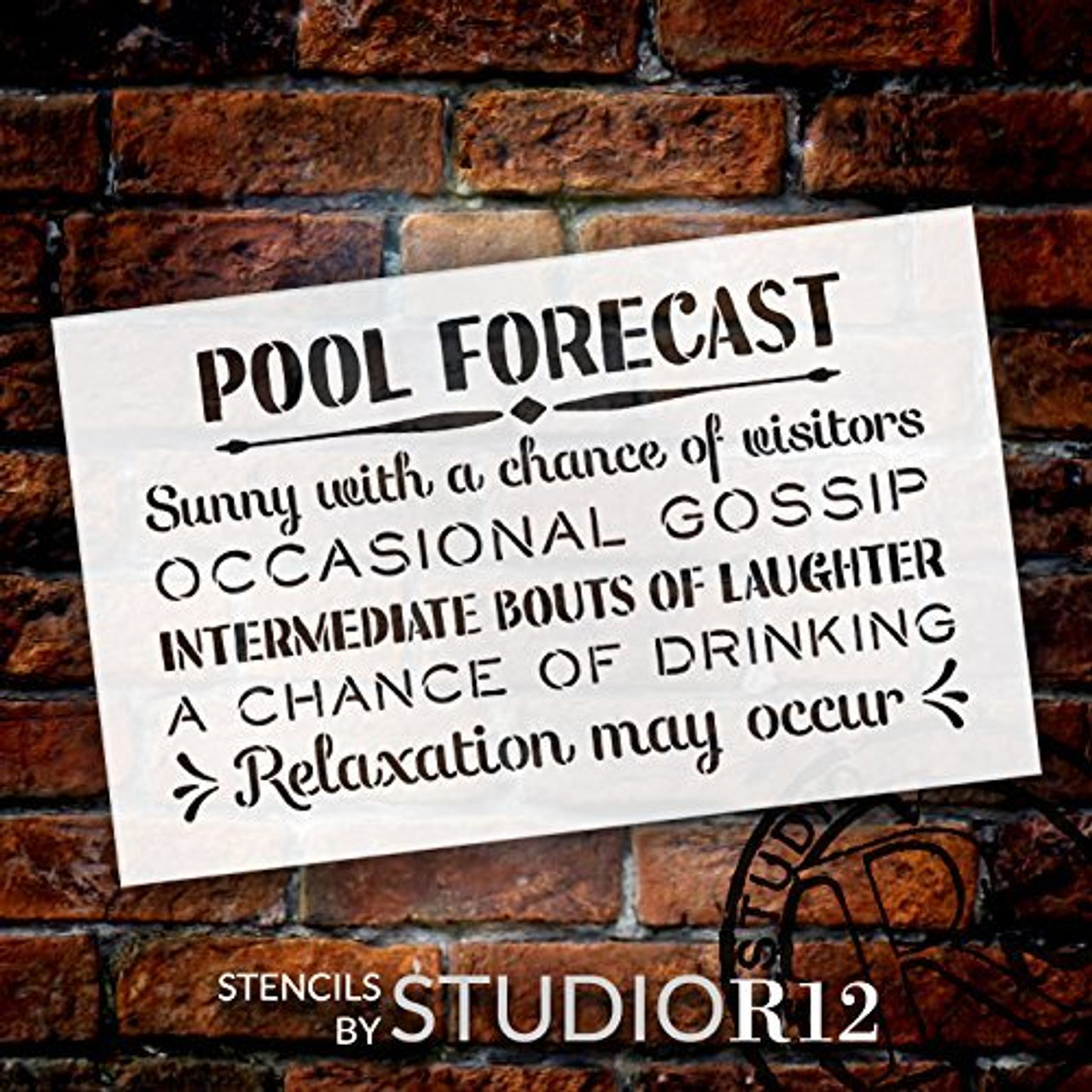 Pool Forecast - Sunny with a Chance of Visitors Stencil by StudioR12 | Reusable Mylar Template | Use to Paint Wood Signs - Front Door - Entry - Porch - DIY Summer Decor