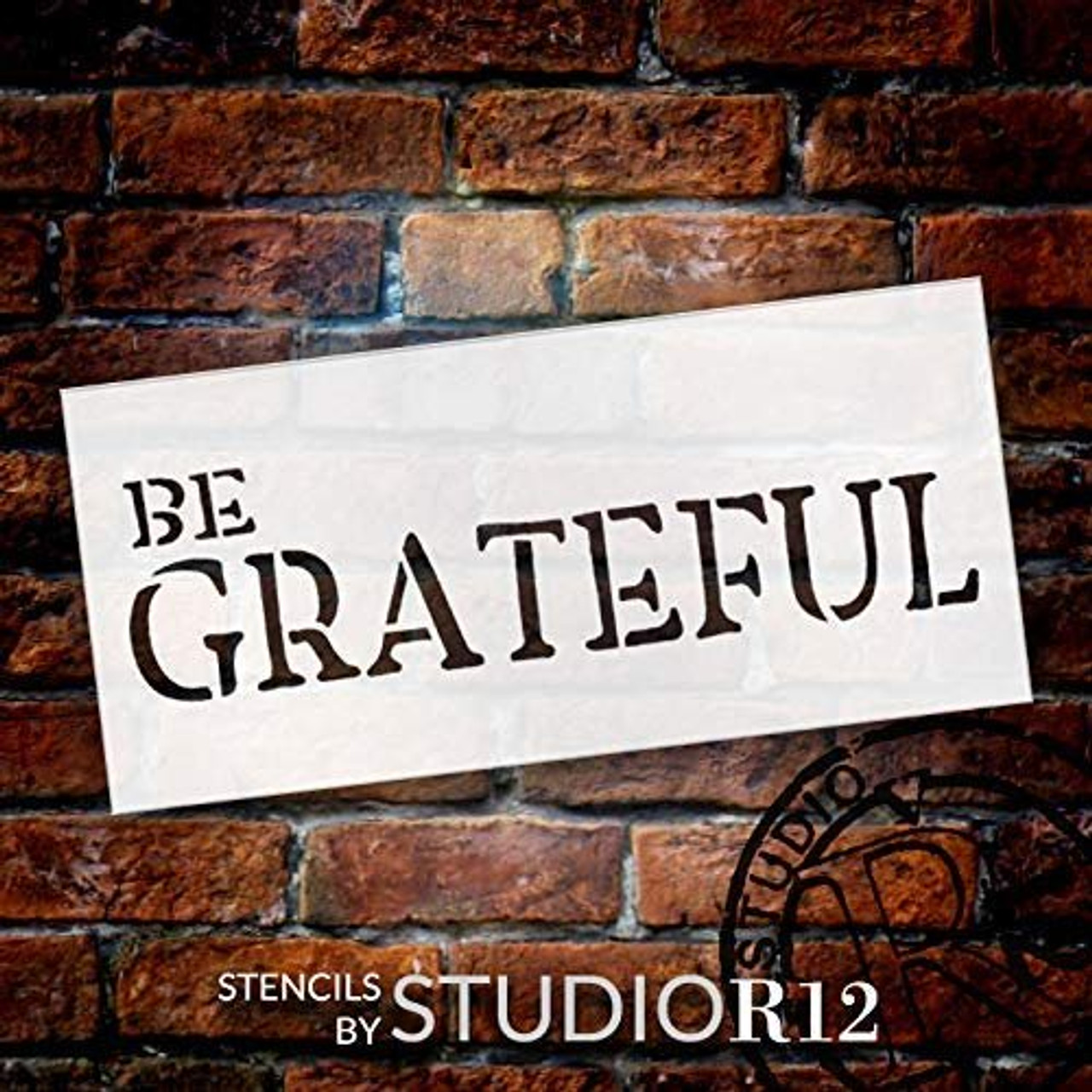Be Grateful Stencil by StudioR12 | DIY Rustic Fall Farmhouse Home Decor | Autumn Harvest Word Art for Family Room | Craft & Paint Wood Signs | Reusable Mylar Template | Select Size