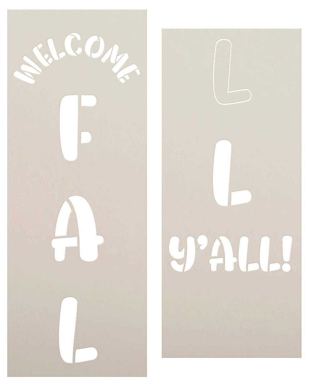 Welcome Fall Y'all Tall Porch Stencil Set by StudioR12 | 7 Piece | Apple Pumpkin Leaf | DIY Large Vertical Autumn Home Decor | Craft & Paint Wood Leaner Signs | Reusable Mylar Template | Size 4ft