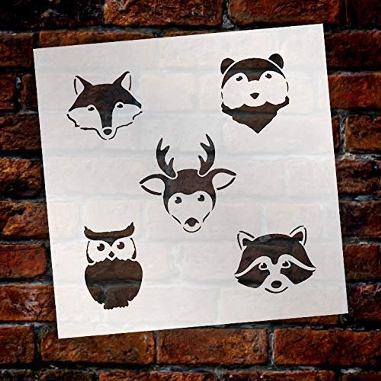 Woodland Animal Faces Stencil by StudioR12 | DIY Nursery | Nature Decor | Animal | Craft Home Decor | Reusable Mylar Template | Paint Wood Sign - Select Size
